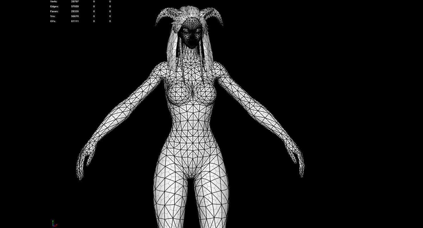 Draenei Female Full Rig and HumanIK Low-poly 3D model_11