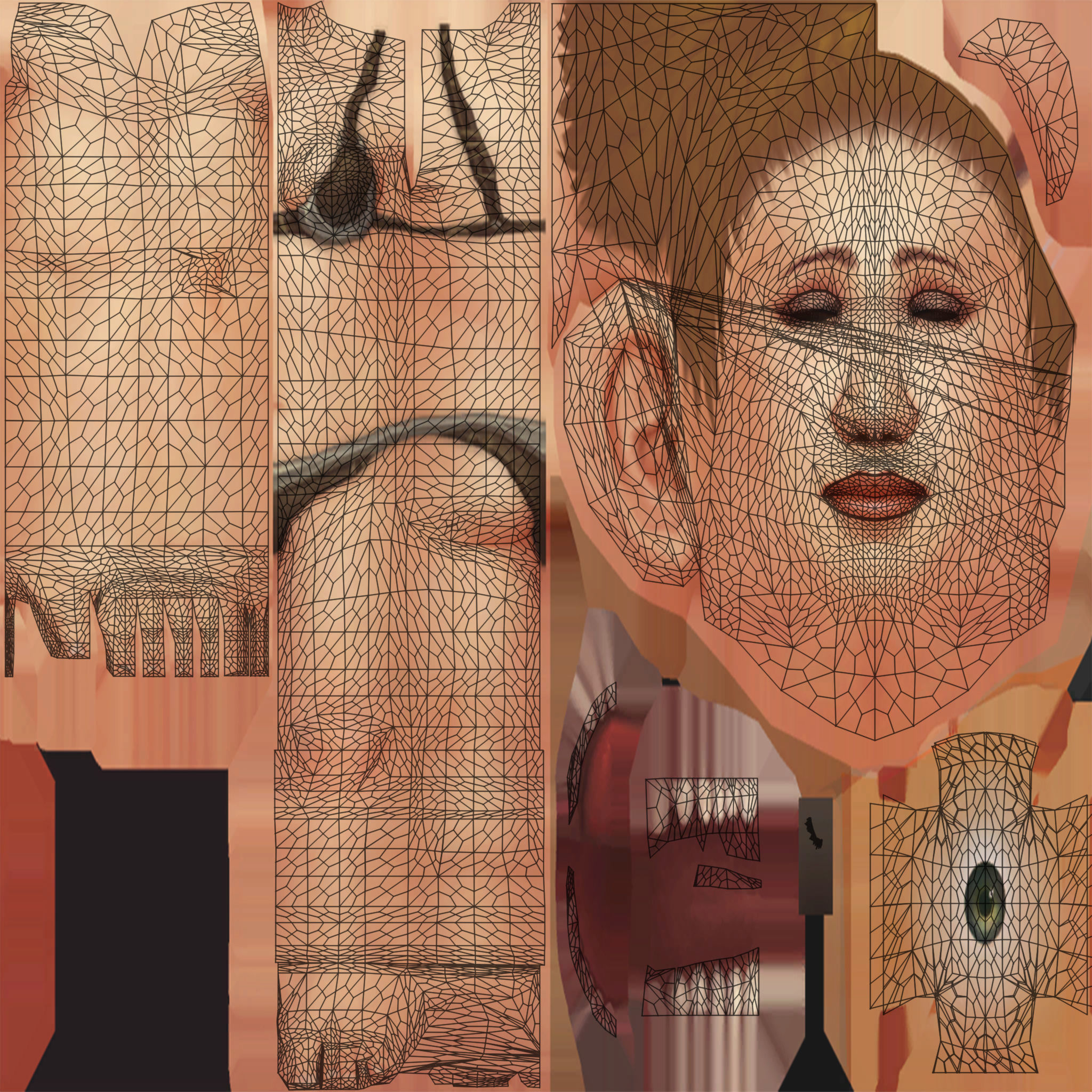 Human Female Full Rig and HumanIK Low-poly 3D model_17