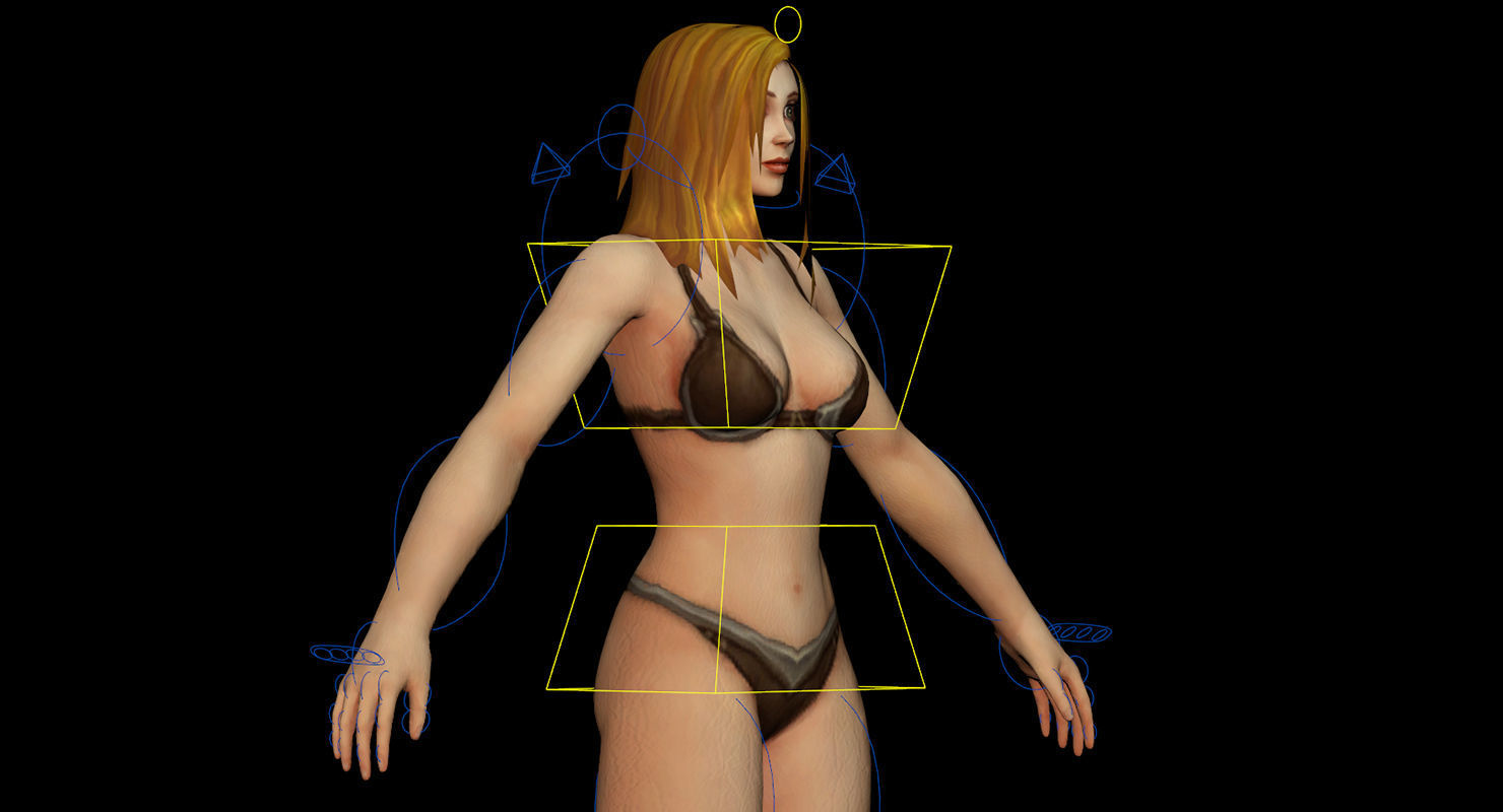 Human Female Full Rig and HumanIK Low-poly 3D model_15