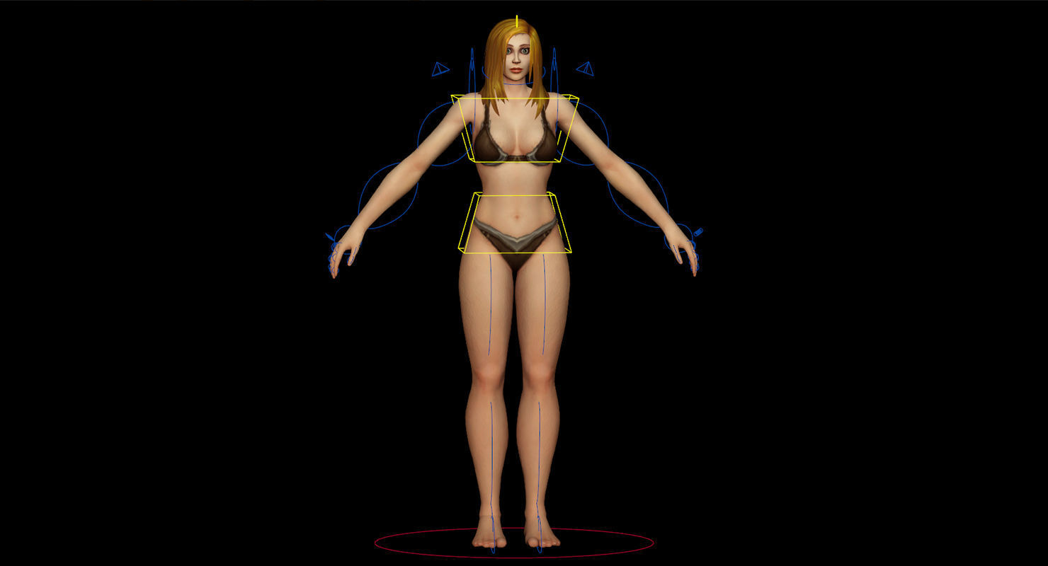 Human Female Full Rig and HumanIK Low-poly 3D model_14