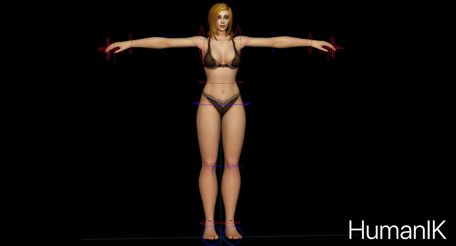 Human Female Full Rig and HumanIK Low-poly 3D model_16