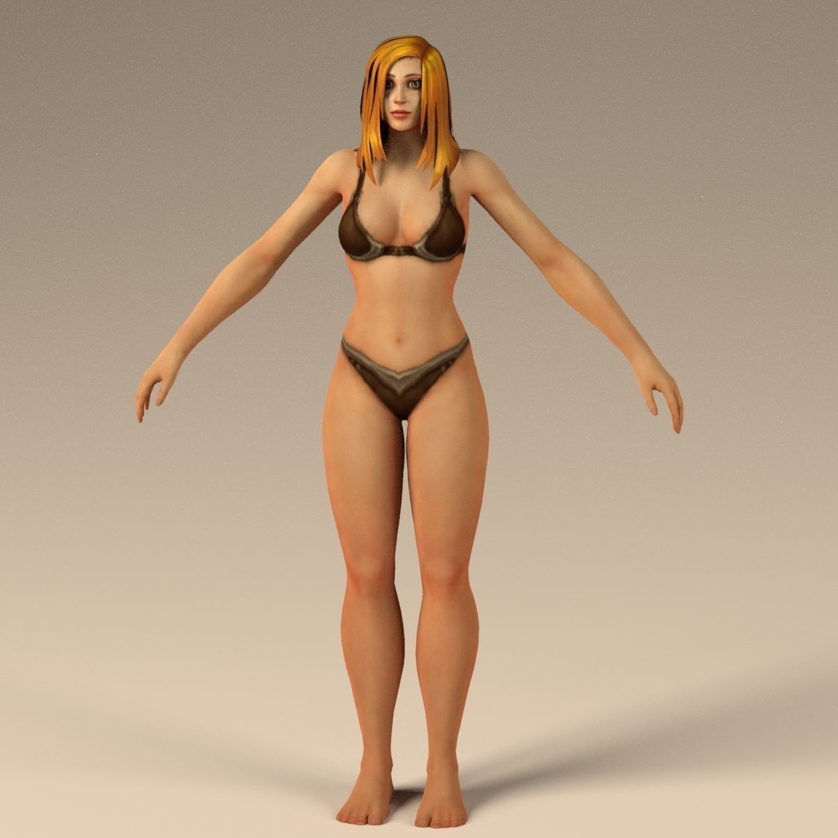 Human Female Full Rig and HumanIK Low-poly 3D model_1