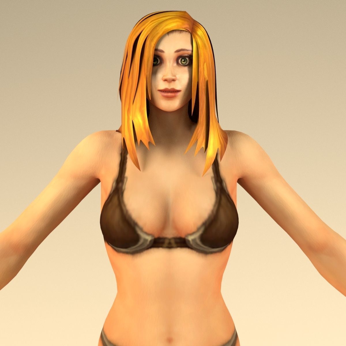 Human Female Full Rig and HumanIK Low-poly 3D model_6