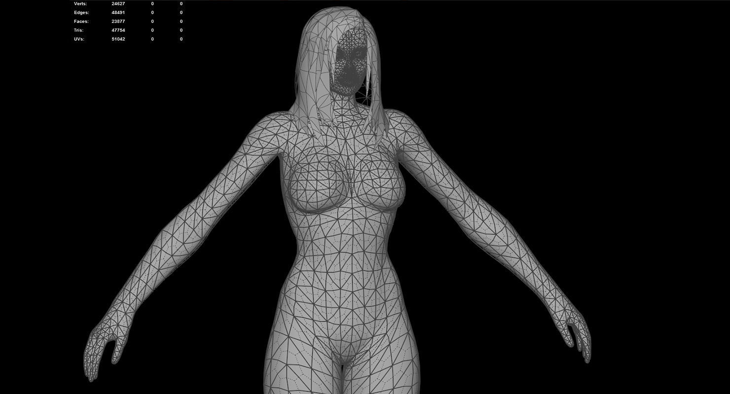 Human Female Full Rig and HumanIK Low-poly 3D model_11