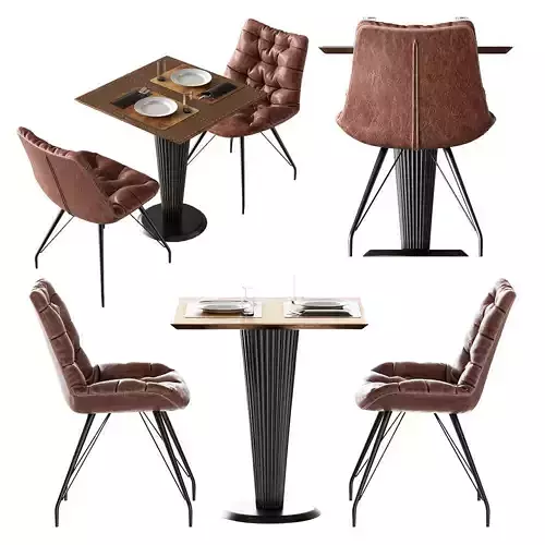 Chair Rowan Brown by Richmond Table Mesa Logan Roble by Brucs 3D model