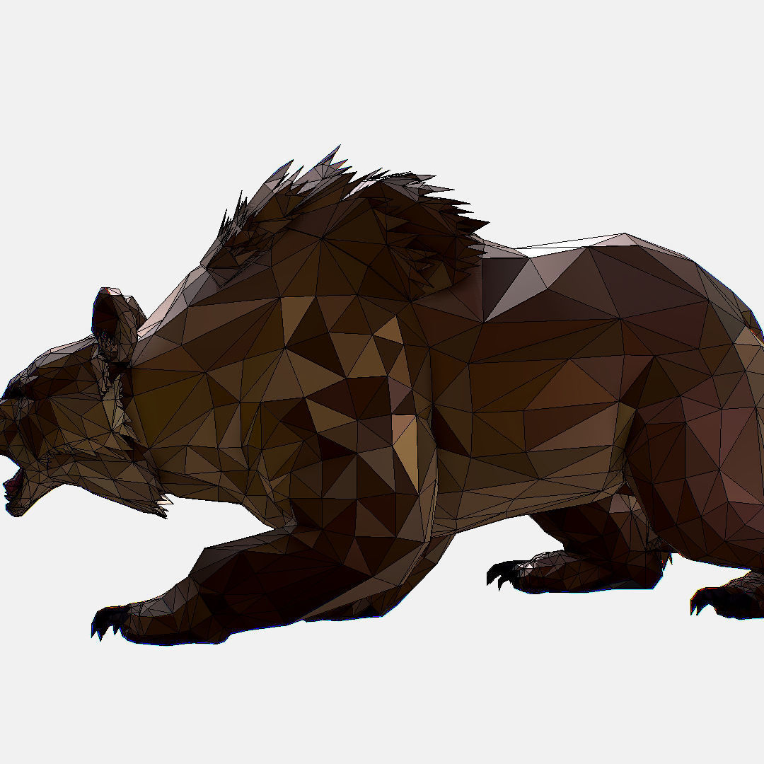 Animated Low Poly Art Brown Bear Low-poly 3D model_76