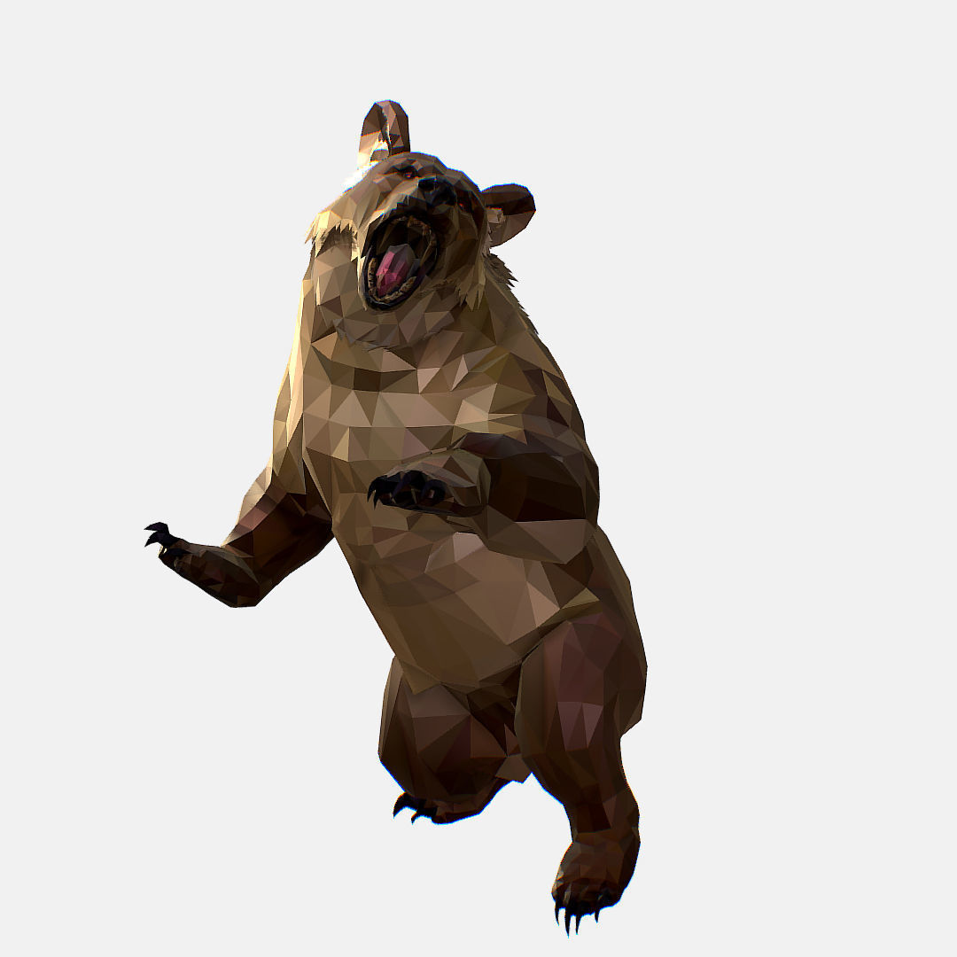 Animated Low Poly Art Brown Bear Low-poly 3D model_56