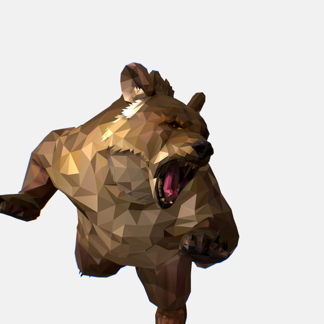 Animated Low Poly Art Brown Bear Low-poly 3D model_54