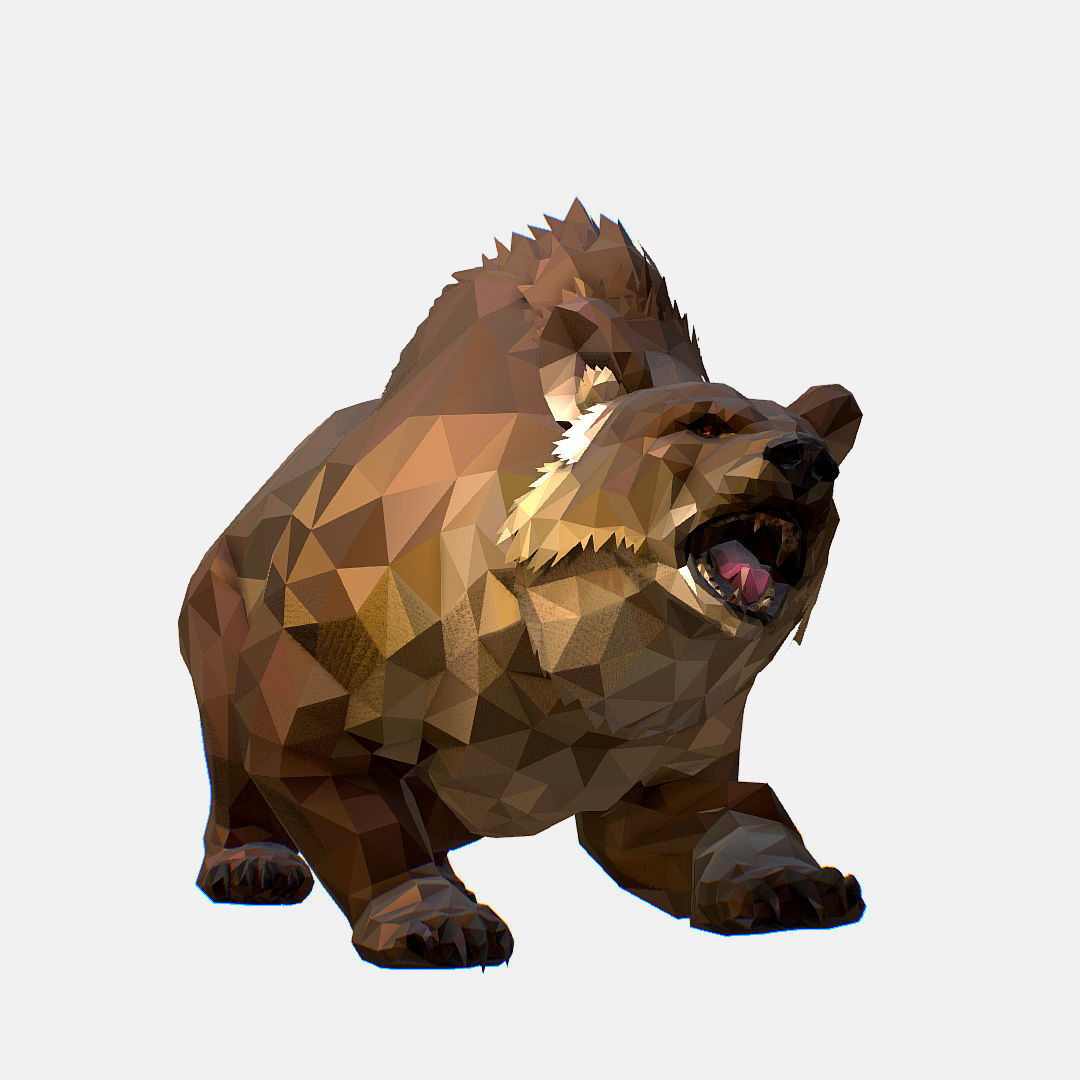 Animated Low Poly Art Brown Bear Low-poly 3D model_31
