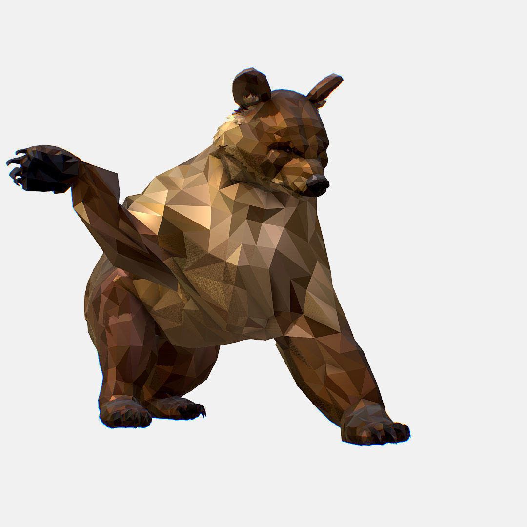Animated Low Poly Art Brown Bear Low-poly 3D model_49
