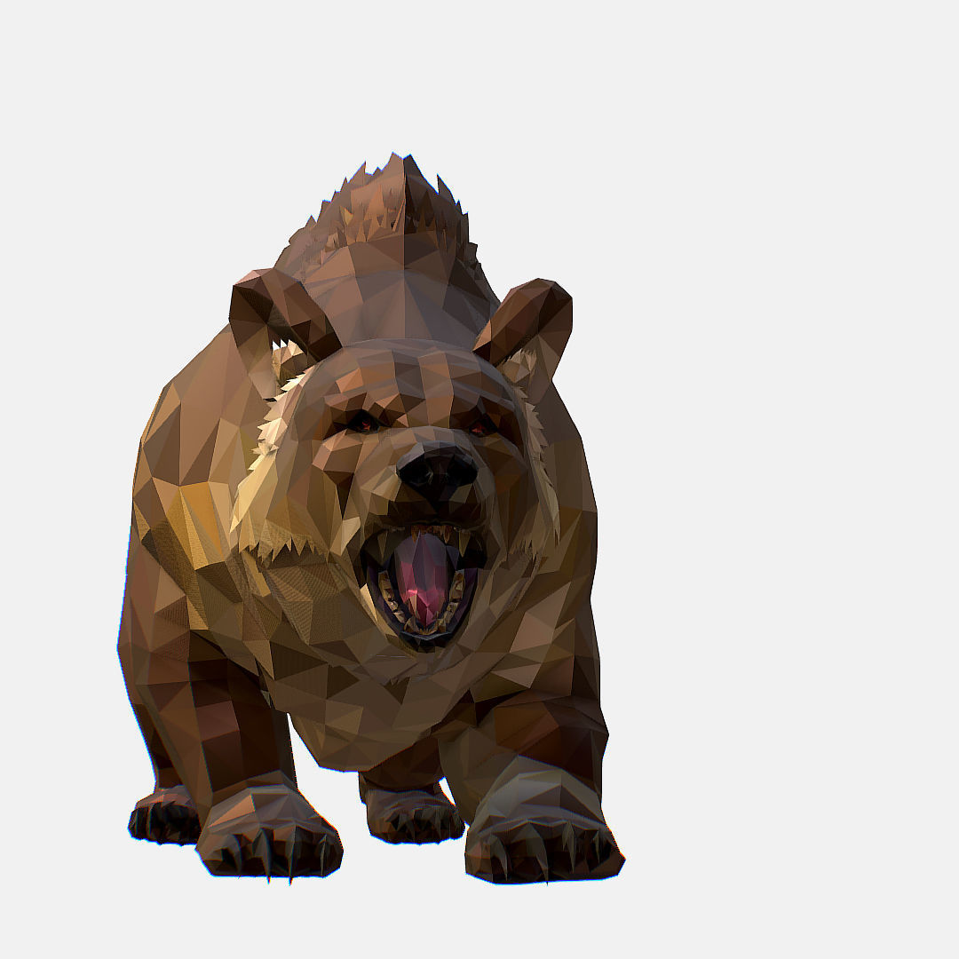 Animated Low Poly Art Brown Bear Low-poly 3D model_64