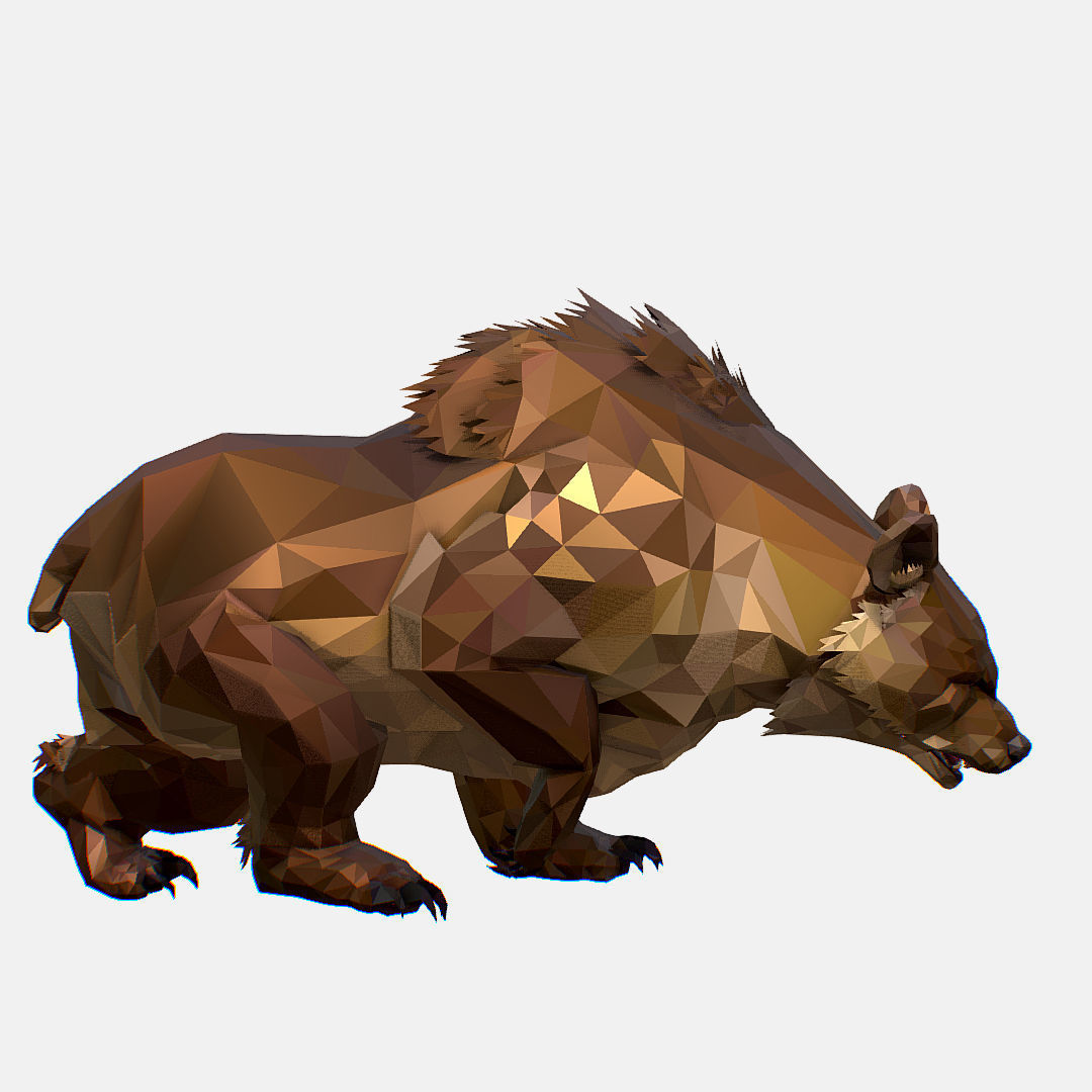 Animated Low Poly Art Brown Bear Low-poly 3D model_37