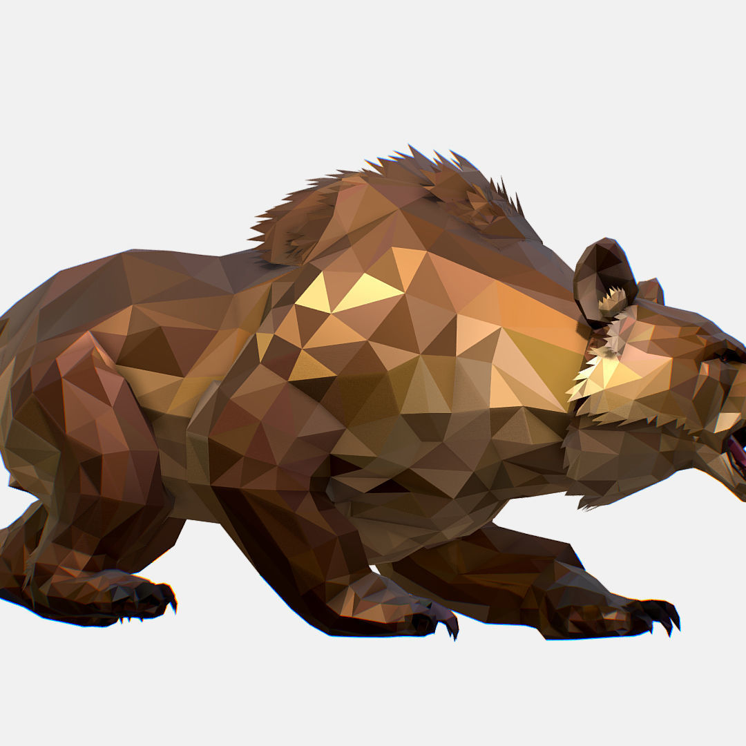 Animated Low Poly Art Brown Bear Low-poly 3D model_23