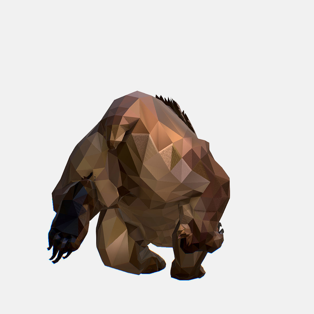 Animated Low Poly Art Brown Bear Low-poly 3D model_7