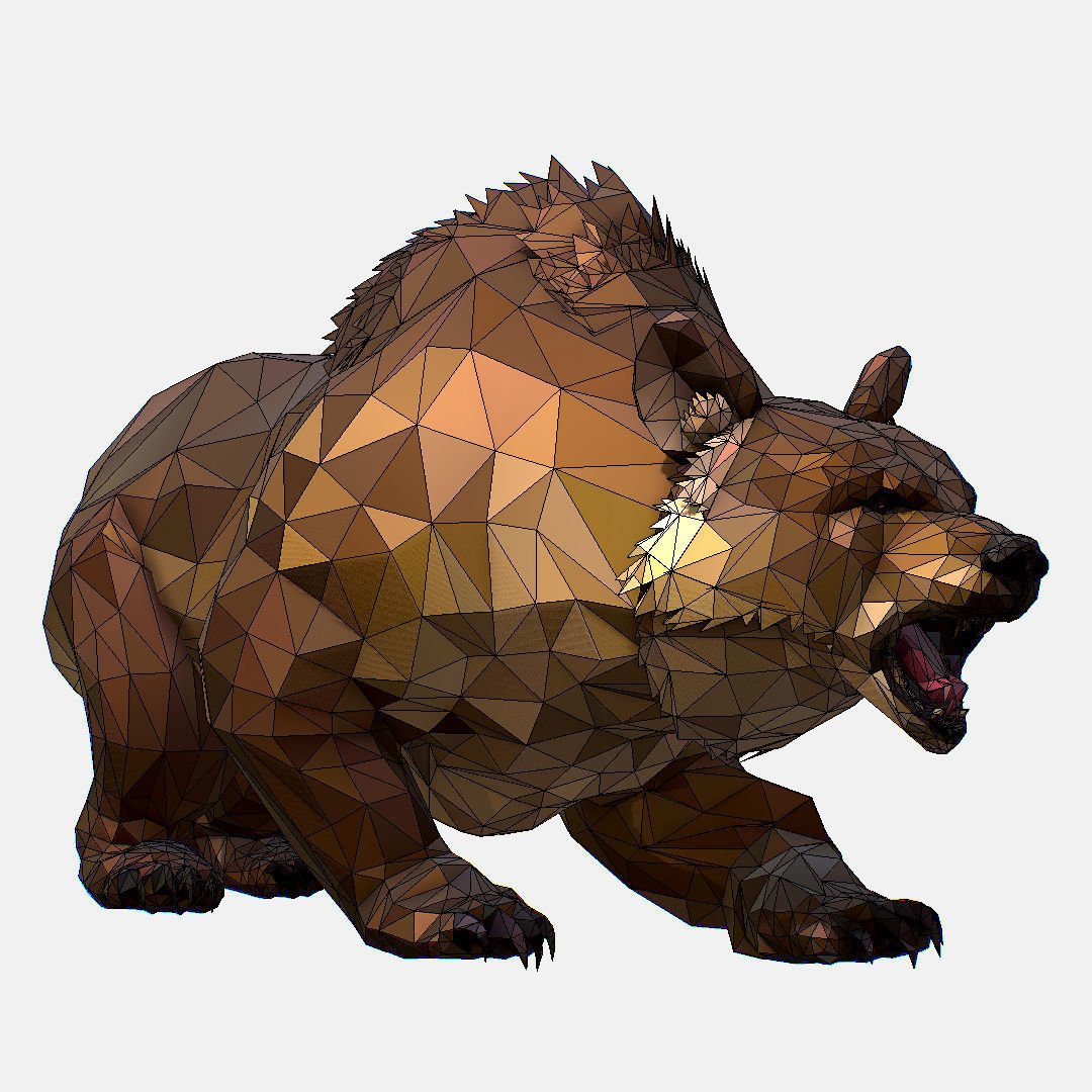 Animated Low Poly Art Brown Bear Low-poly 3D model_68