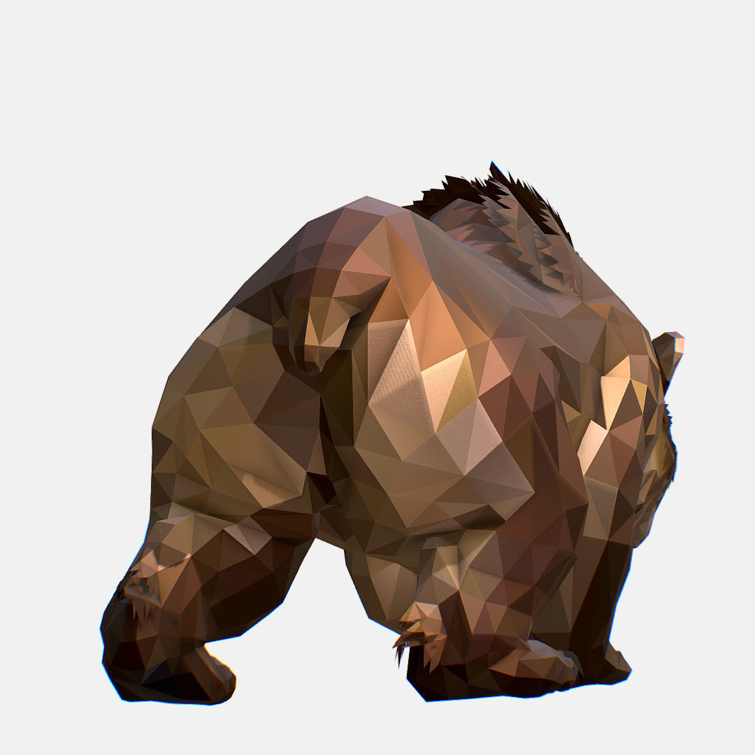 Animated Low Poly Art Brown Bear Low-poly 3D model_63