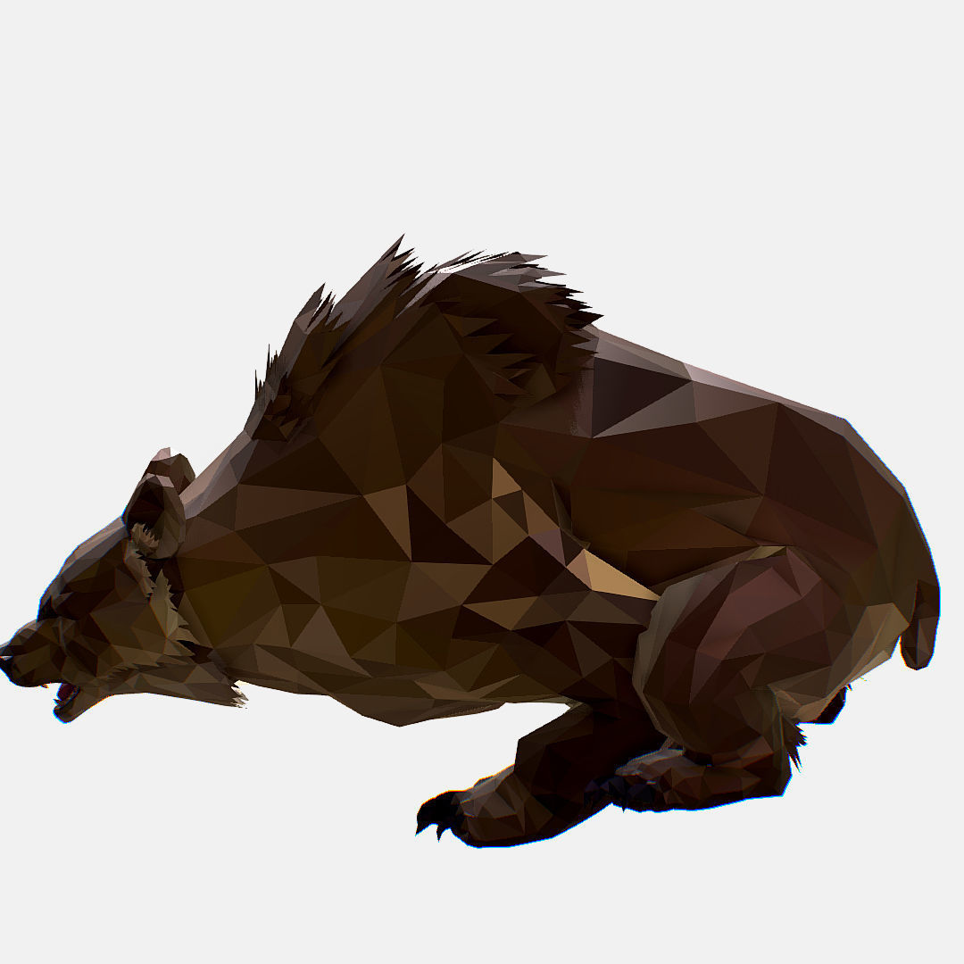 Animated Low Poly Art Brown Bear Low-poly 3D model_13