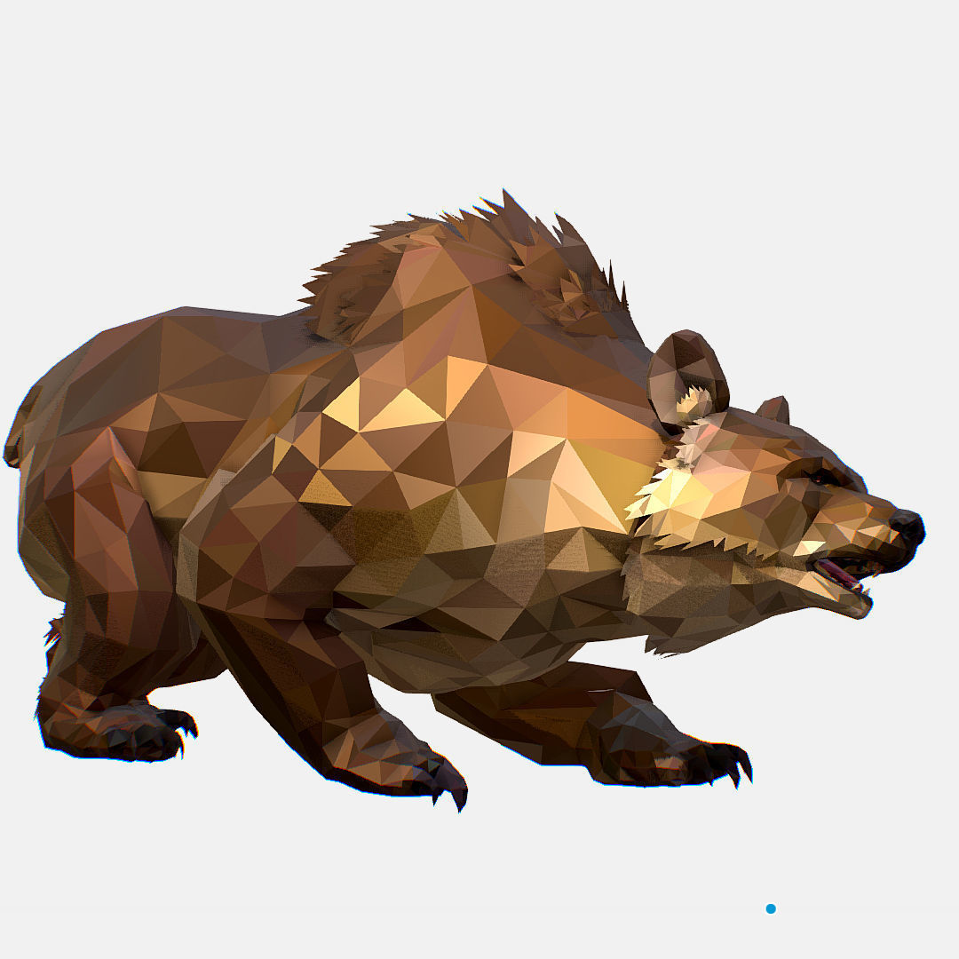 Animated Low Poly Art Brown Bear Low-poly 3D model_32
