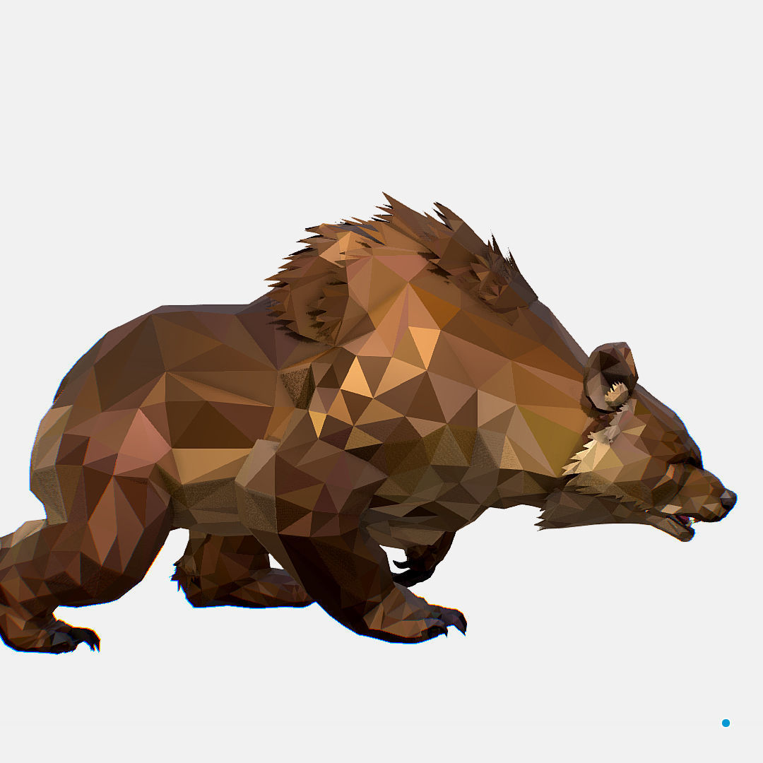 Animated Low Poly Art Brown Bear Low-poly 3D model_41