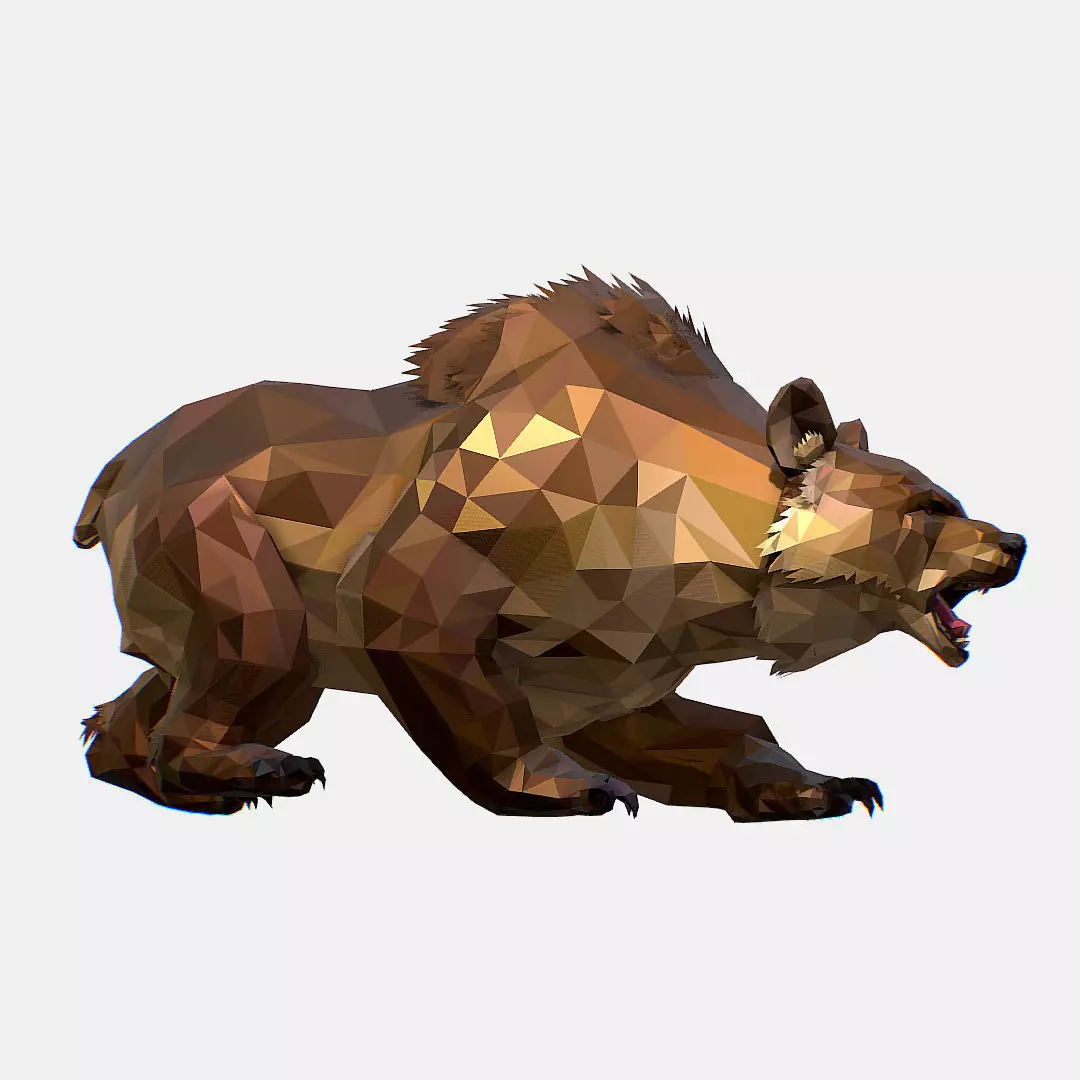 Animated Low Poly Art Brown Bear Low-poly 3D model_0