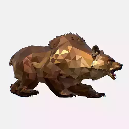 Animated Low Poly Art Brown Bear Low-poly 3D model
