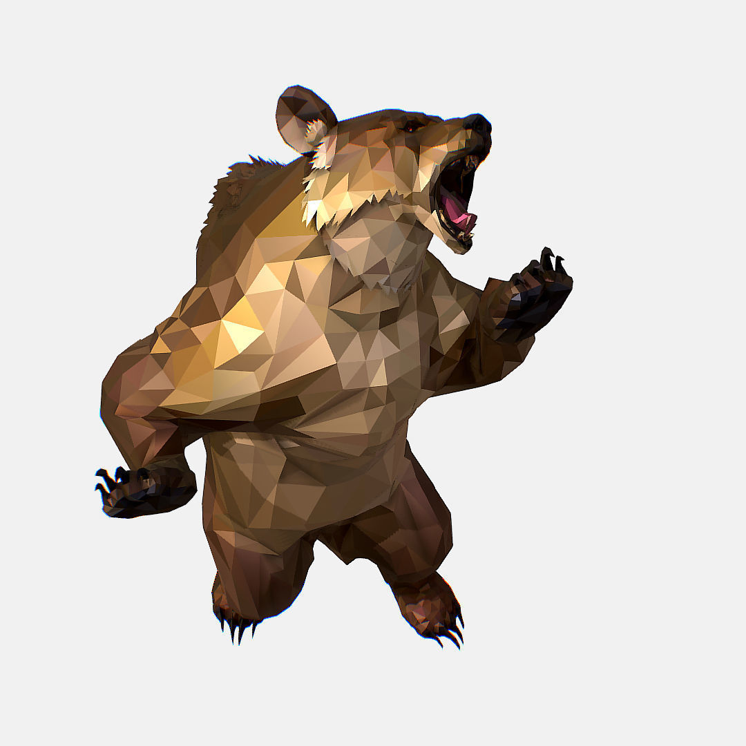 Animated Low Poly Art Brown Bear Low-poly 3D model_51