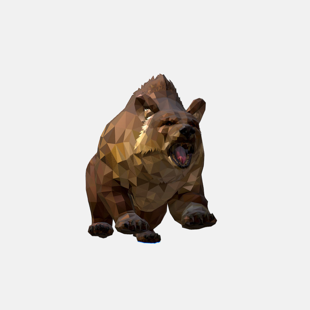 Animated Low Poly Art Brown Bear Low-poly 3D model_21