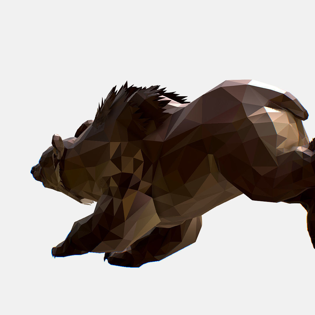 Animated Low Poly Art Brown Bear Low-poly 3D model_11