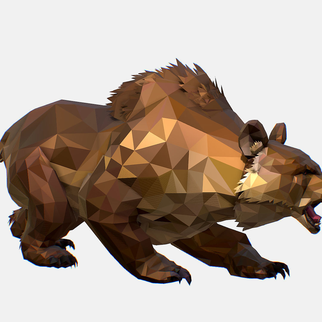 Animated Low Poly Art Brown Bear Low-poly 3D model_27