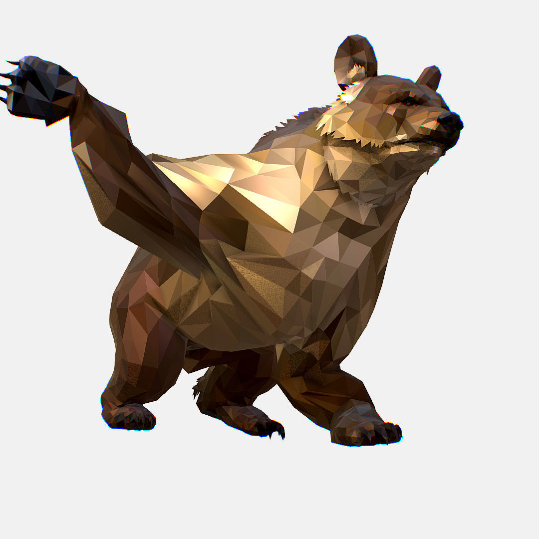 Animated Low Poly Art Brown Bear Low-poly 3D model_48