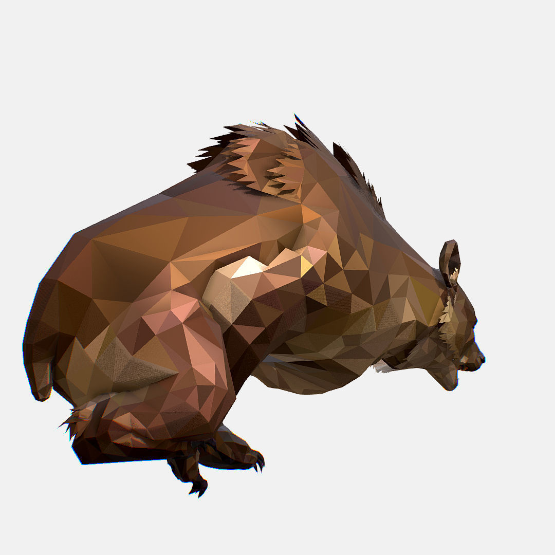 Animated Low Poly Art Brown Bear Low-poly 3D model_3