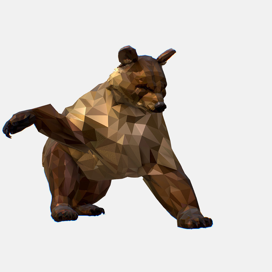 Animated Low Poly Art Brown Bear Low-poly 3D model_45