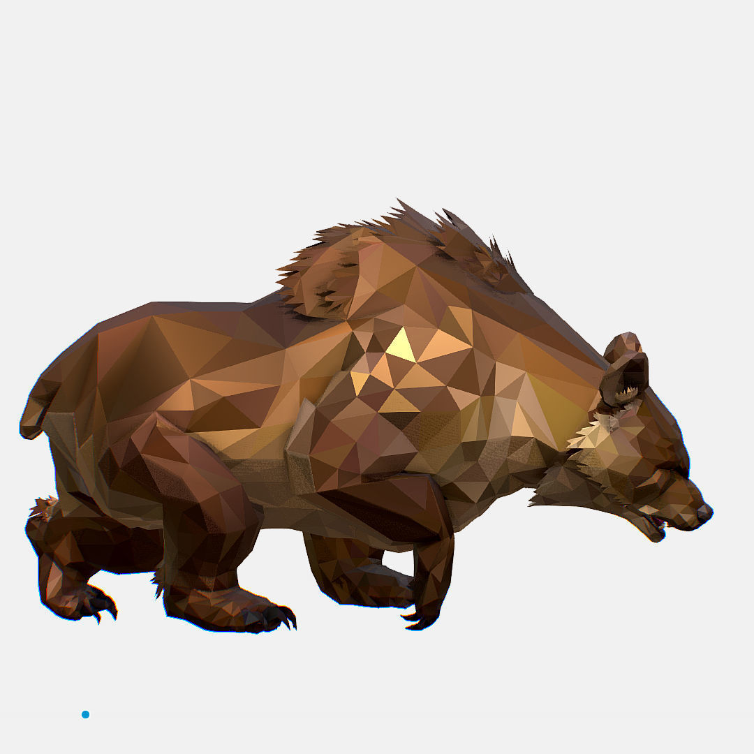 Animated Low Poly Art Brown Bear Low-poly 3D model_43