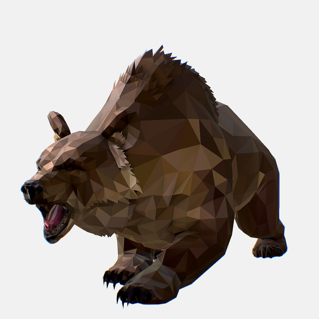 Animated Low Poly Art Brown Bear Low-poly 3D model_65