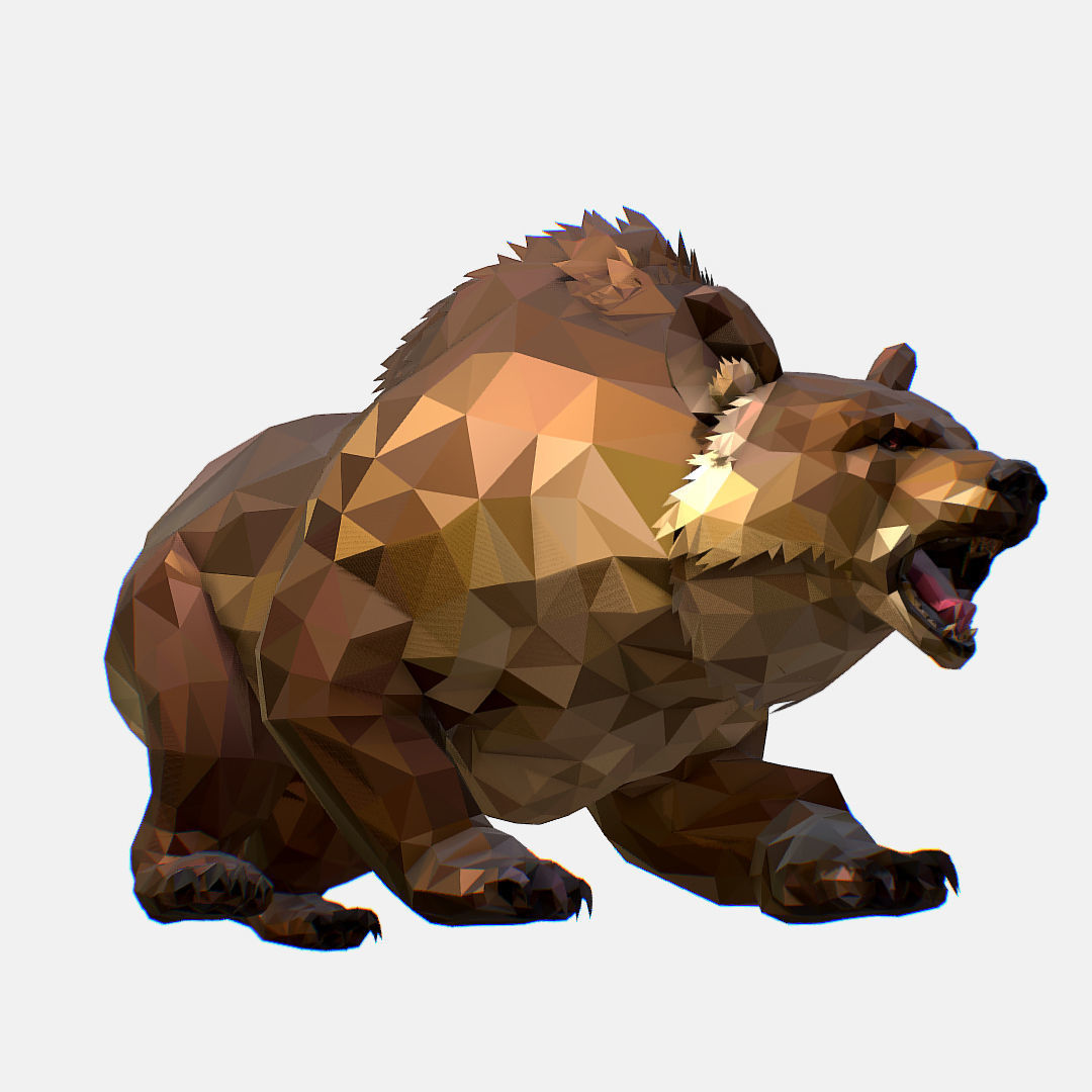 Animated Low Poly Art Brown Bear Low-poly 3D model_26