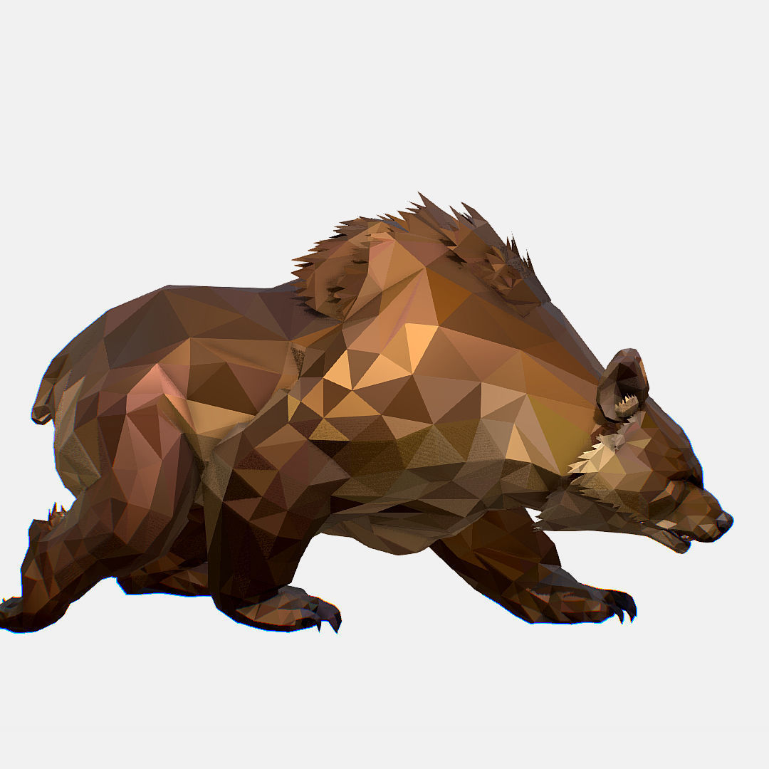 Animated Low Poly Art Brown Bear Low-poly 3D model_40