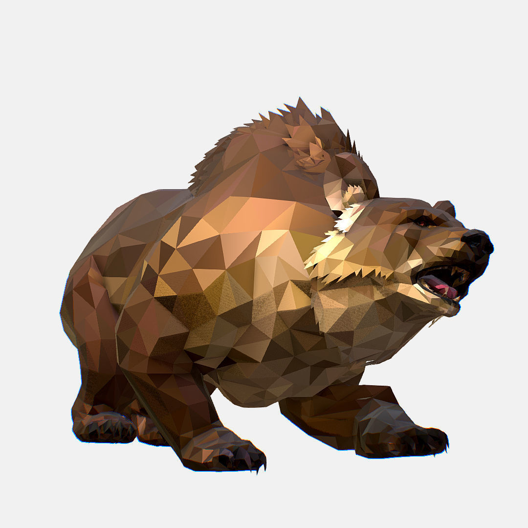 Animated Low Poly Art Brown Bear Low-poly 3D model_29