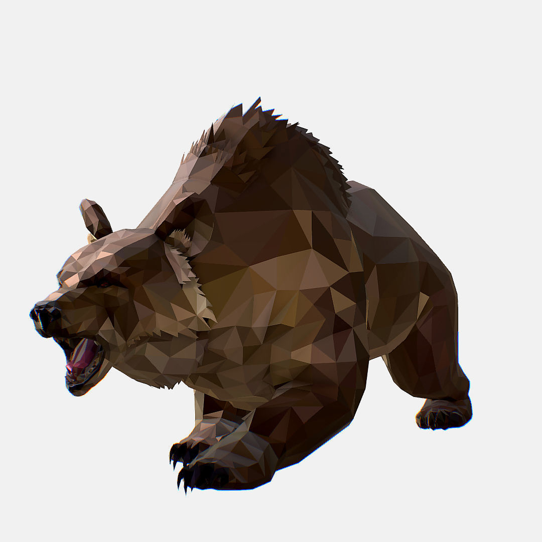 Animated Low Poly Art Brown Bear Low-poly 3D model_19