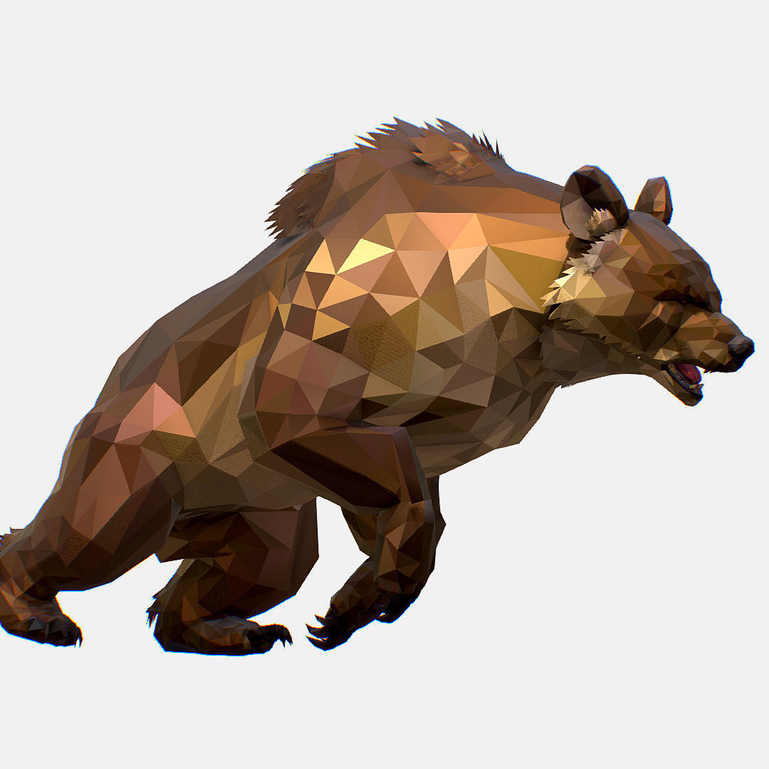 Animated Low Poly Art Brown Bear Low-poly 3D model_16