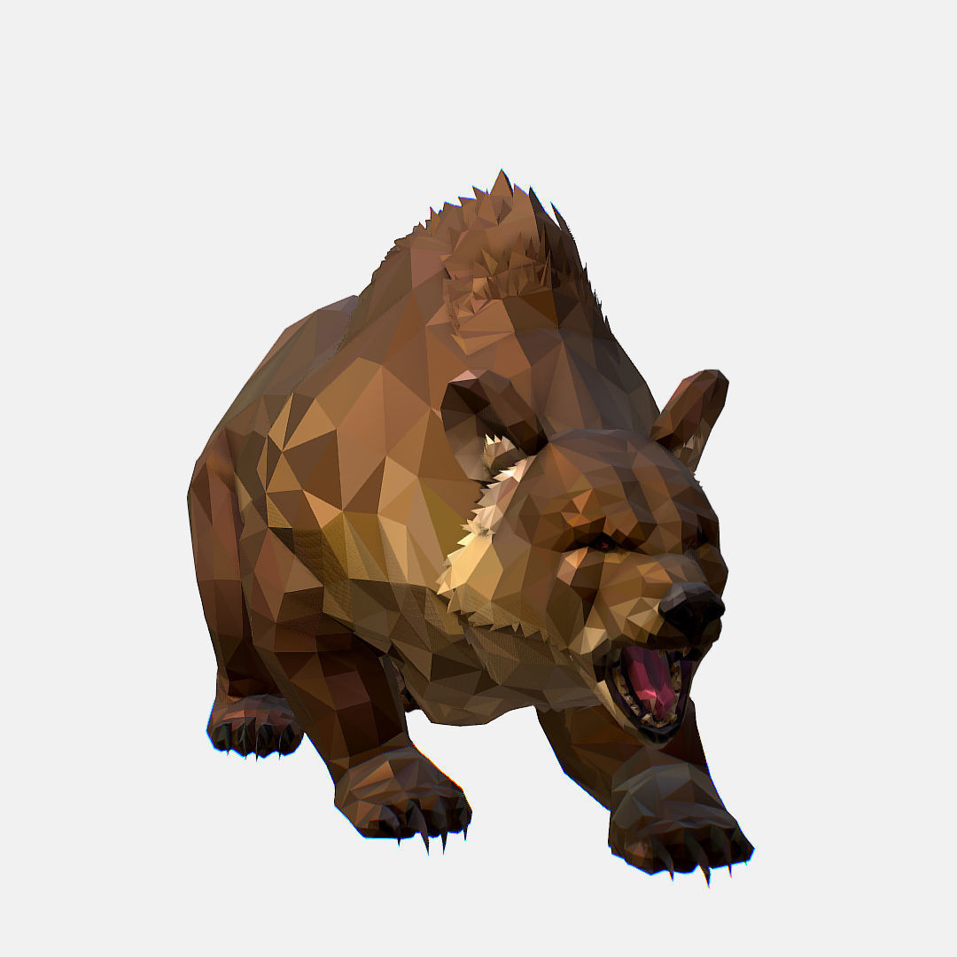 Animated Low Poly Art Brown Bear Low-poly 3D model_25
