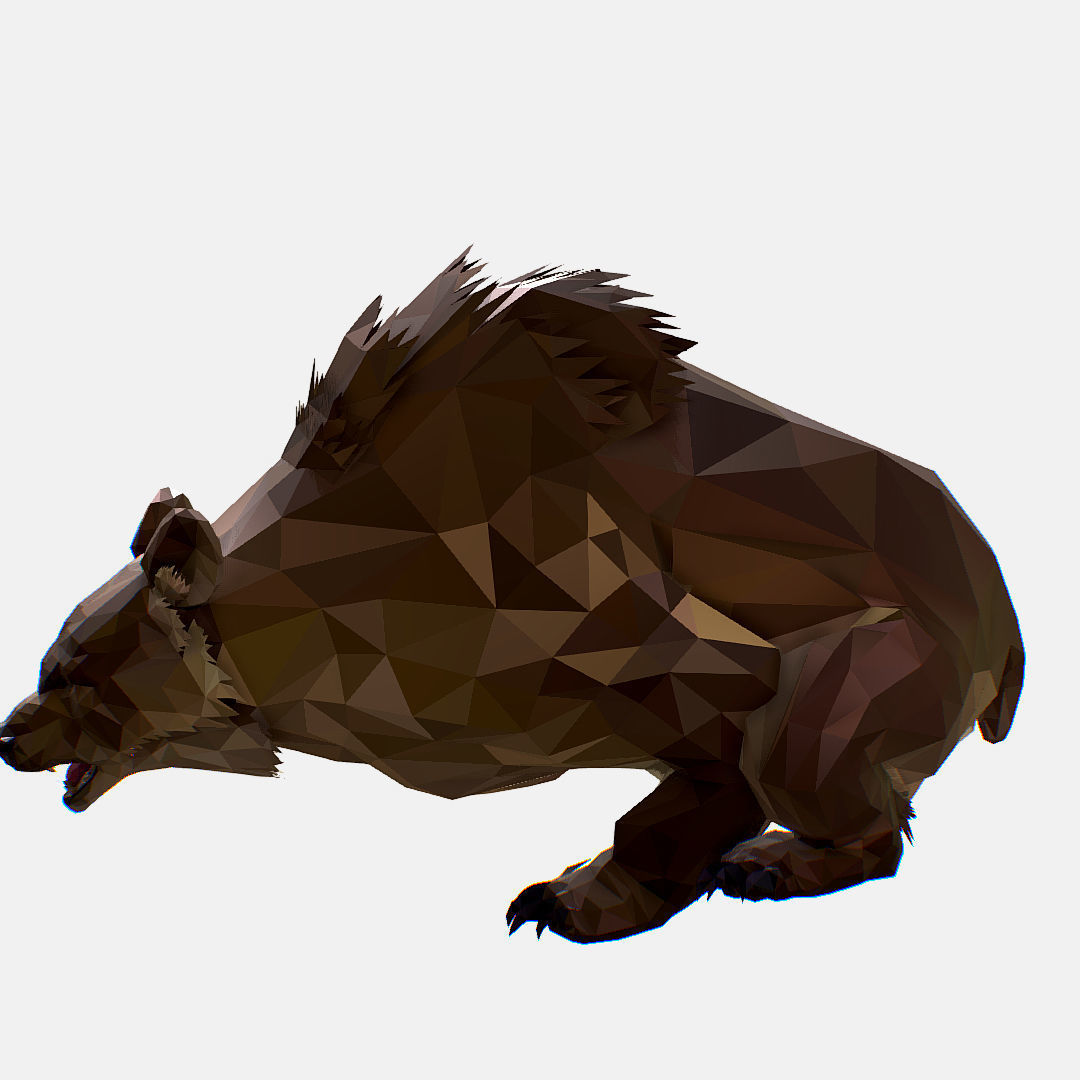 Animated Low Poly Art Brown Bear Low-poly 3D model_9