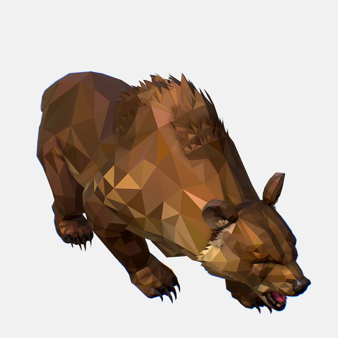 Animated Low Poly Art Brown Bear Low-poly 3D model_24