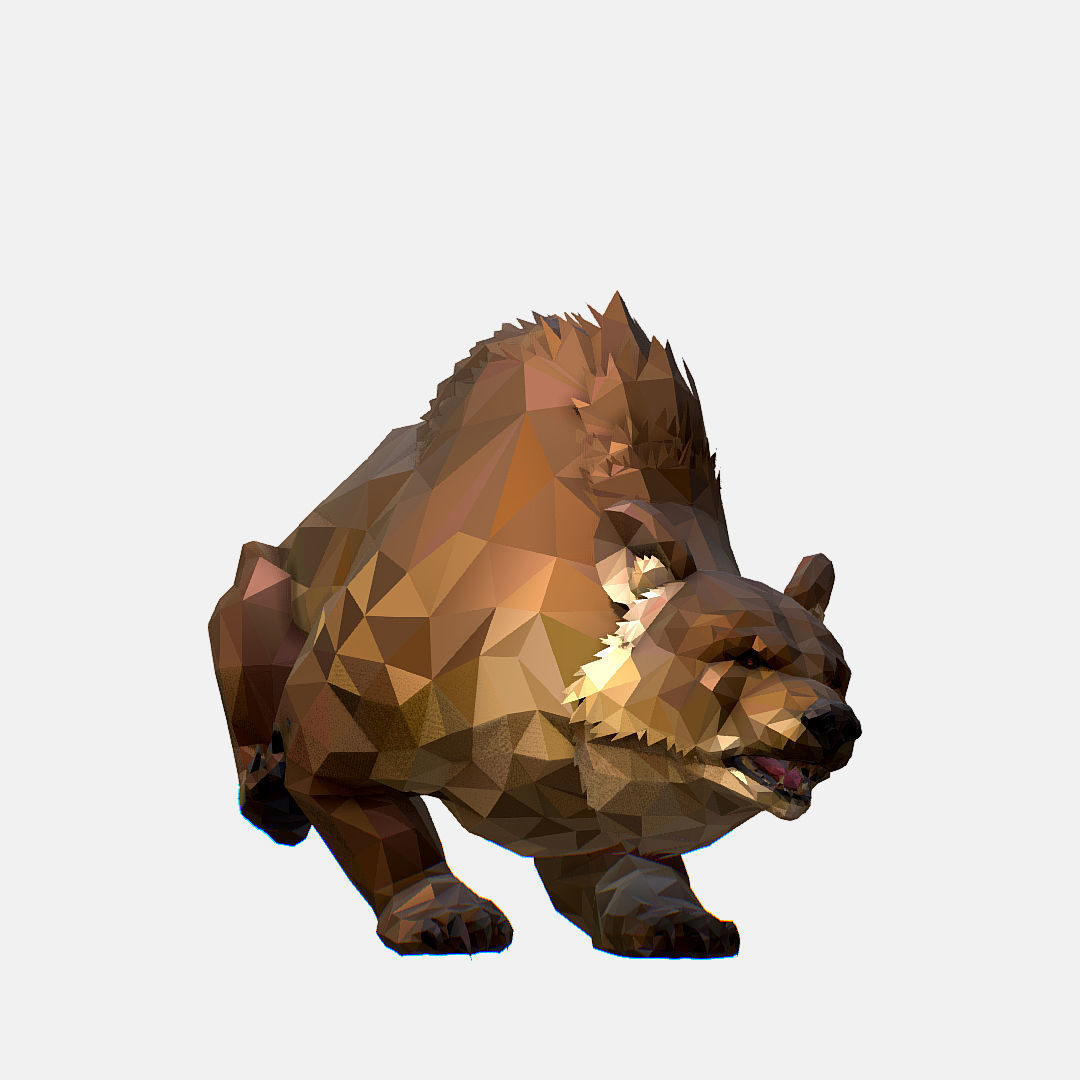 Animated Low Poly Art Brown Bear Low-poly 3D model_15