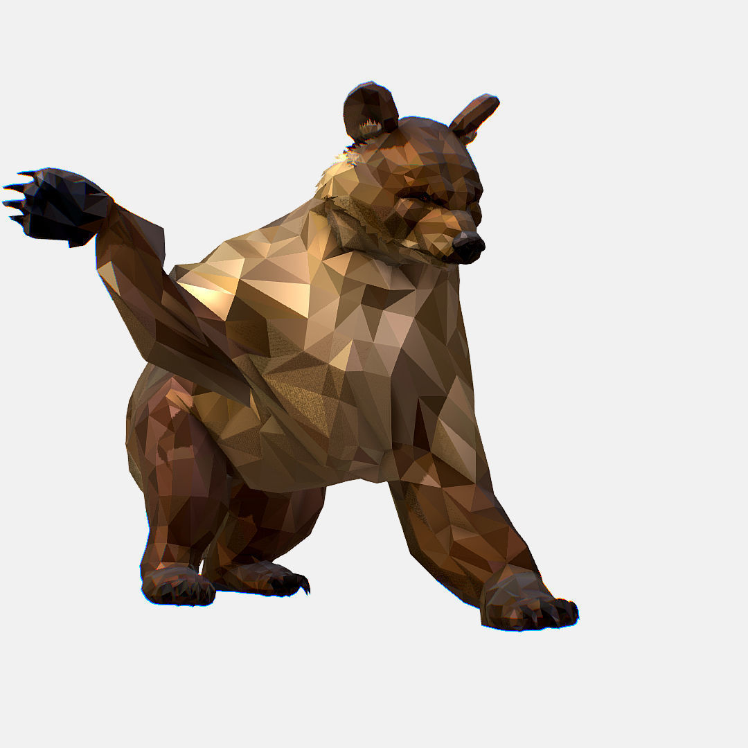 Animated Low Poly Art Brown Bear Low-poly 3D model_47