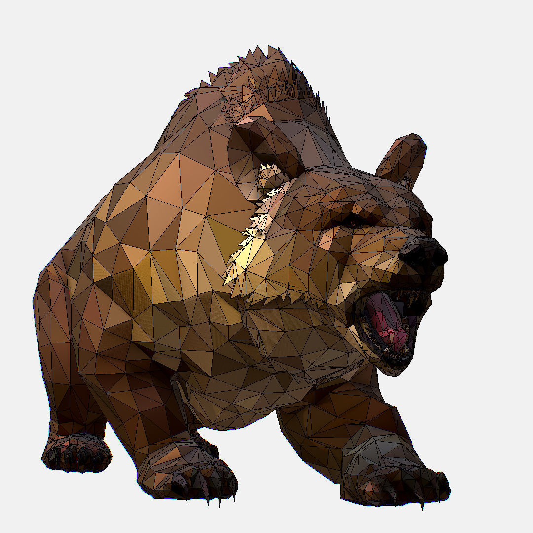 Animated Low Poly Art Brown Bear Low-poly 3D model_73