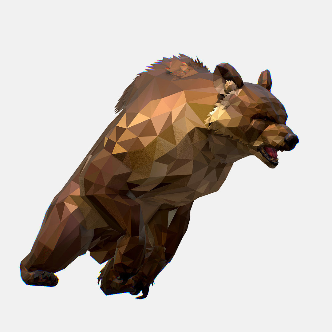 Animated Low Poly Art Brown Bear Low-poly 3D model_5