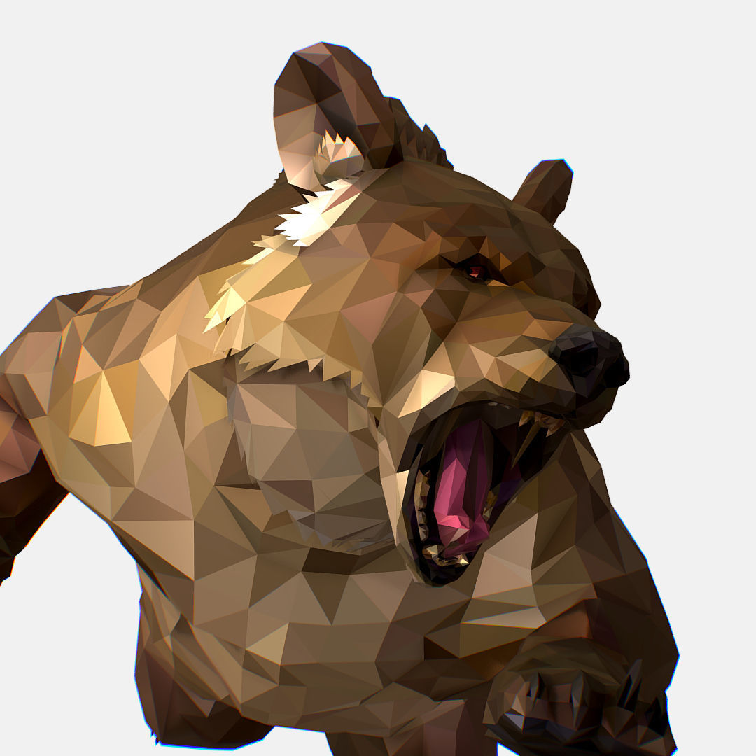 Animated Low Poly Art Brown Bear Low-poly 3D model_52