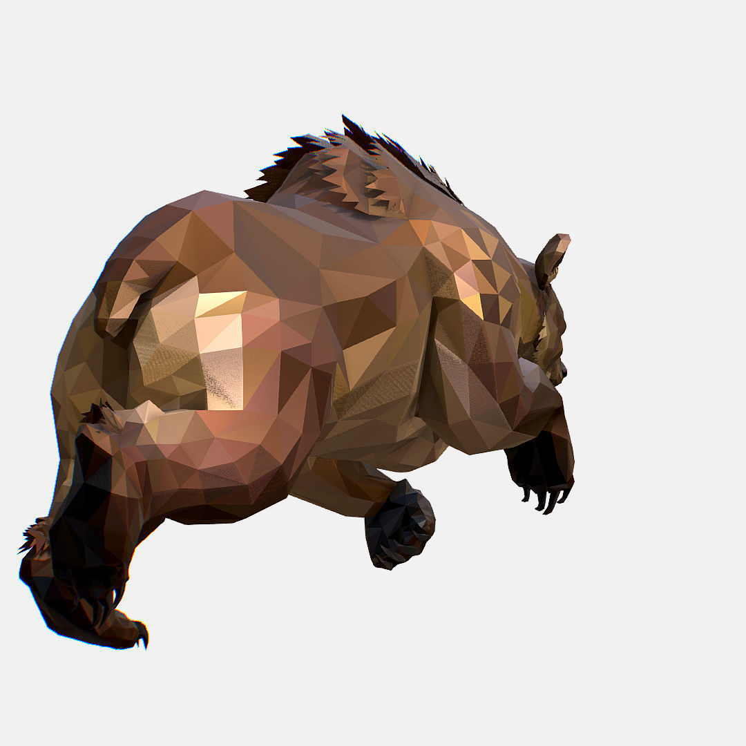 Animated Low Poly Art Brown Bear Low-poly 3D model_6