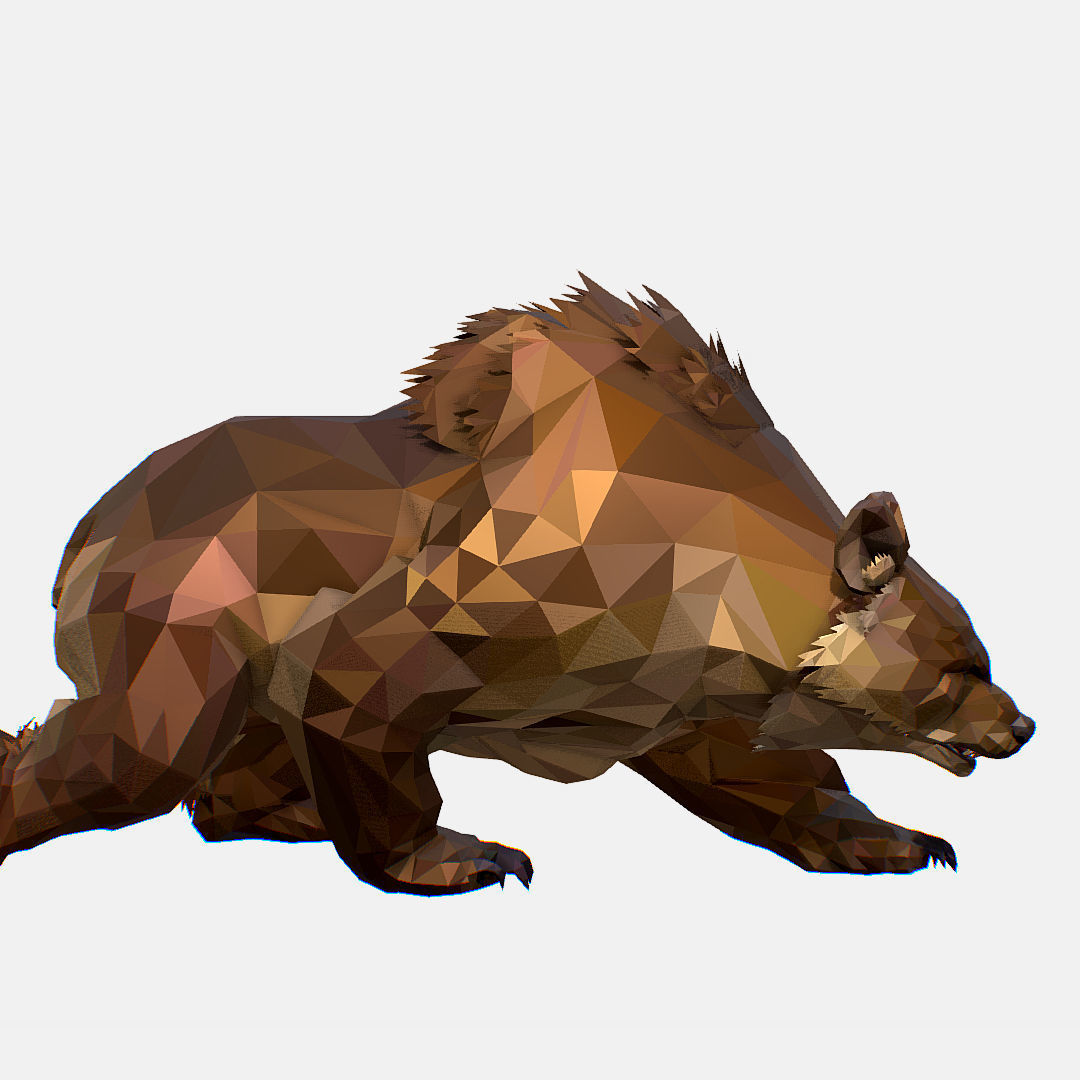 Animated Low Poly Art Brown Bear Low-poly 3D model_38