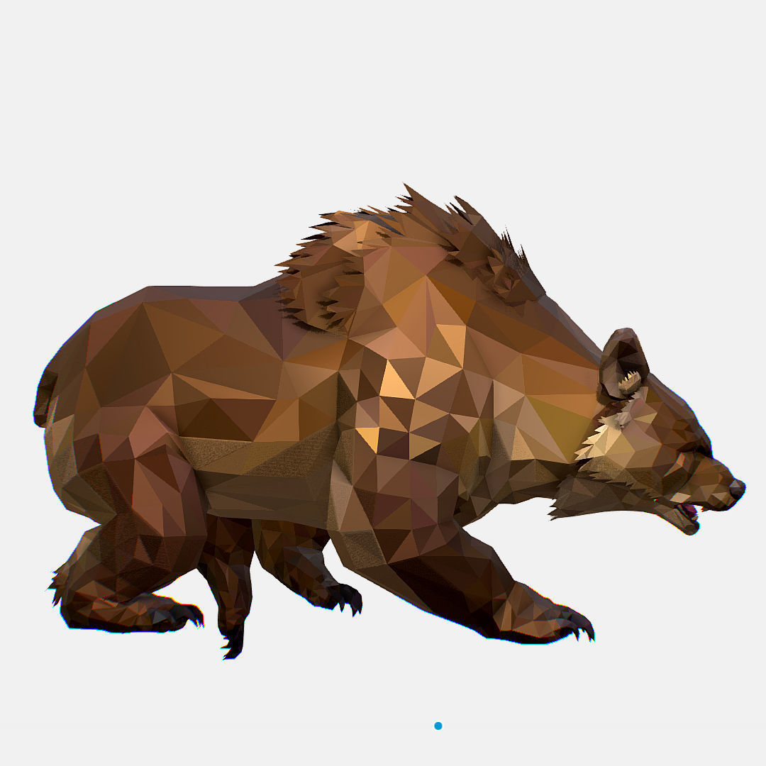 Animated Low Poly Art Brown Bear Low-poly 3D model_36